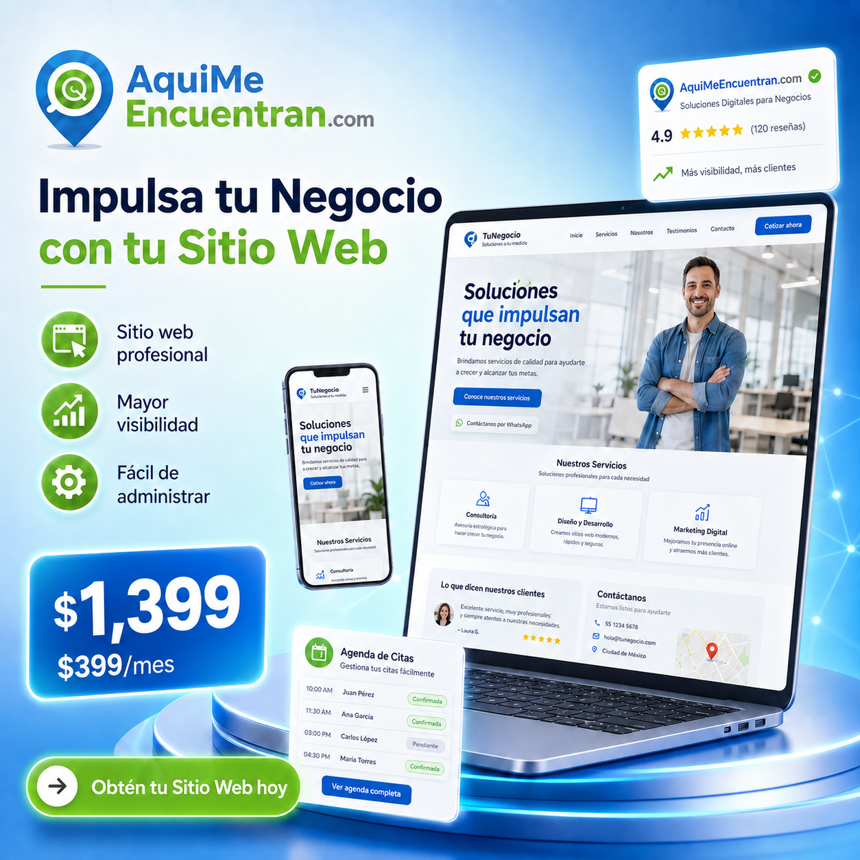 Promocion de sitio web profesional para negocios